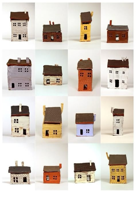 Driftwood Houses, Small Wooden House, Pottery Houses, Different Materials, Behind Closed Doors, Clay Houses, Driftwood Crafts, Small Houses, Ceramic Houses