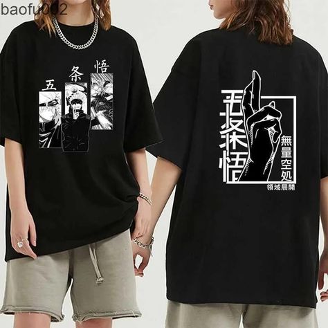 Luxe Boutique, Harajuku Streetwear, Gojo Satoru, Anime Shirt, Loose Tops, Look Casual, Patterned Shorts, Jujutsu Kaisen, Summer Shirts