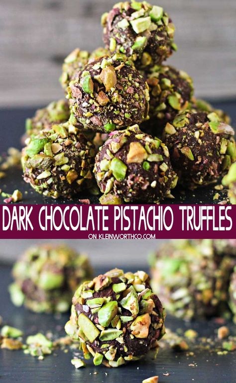 Christmas Food Ideas For Parties Easy, Candied Pistachios, Pistachio Truffles, Dark Chocolate Pistachio, Sweet Truffles, Chocolate Truffles Recipe, Pistachio Chocolate, Pistachio Dessert, Pistachio Recipes