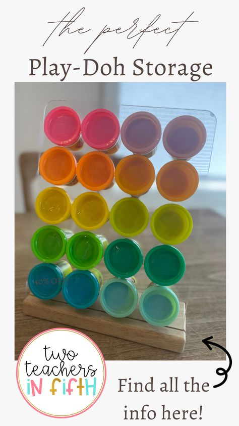 Click to find the exact size of playdoh needed for this set up! Playdoh Storage Organizing, Playdough Organization, Play Doh Organization, Play Doh Storage Ideas, Playdoh Storage Ideas, Playdough Storage, Playdoh Storage, Play Dough Storage, Play Dough Sets