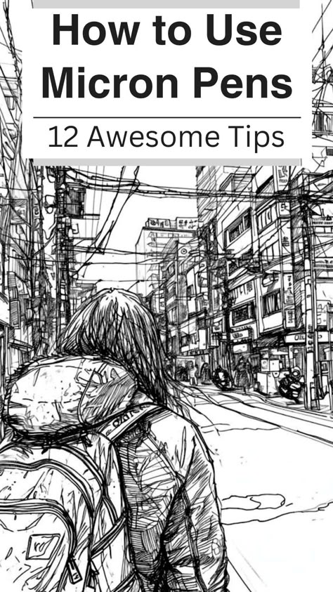 Here are 12 top tips & tricks on how to use micron pens to help get your creative juices flowing! Line And Wash Ideas, Ink Pen Sketching, Drawing With Micron Pens, Ink Pen Sketch, Art Sketching Ideas, Pen Work Drawings, Pen Art Work Illustrations, Sketch Pen Art Doodles, Pen Exercises