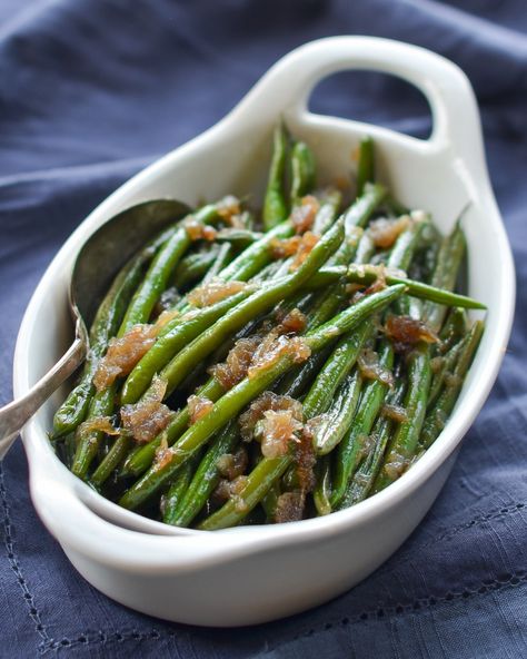 French Green Beans - Once Upon a Chef French Green Beans Sauteed, French Green Bean Recipes, Green Beans With Shallots, Southern Style Cornbread, French Green Beans, Once Upon A Chef, Best Thanksgiving Side Dishes, Herb Stuffing, Roasted Green Beans