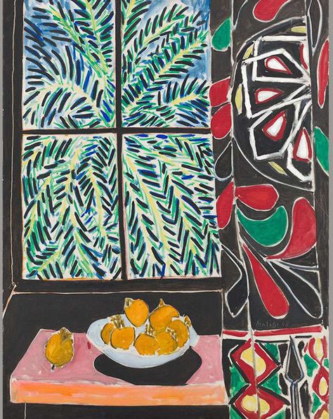 Henri Matisse, interior with Egyptian curtain, 1948 Oil on canvas. The Phillips Collection, Acquired 1950. © 2017 Succession H. Matisse / Artists Rights Society (ARS), New York. Andre Derain, Matisse Paintings, Istoria Artei, Fauvism, Hur Man Målar, Matisse Art, Modern Artists, Henri Matisse, French Artists