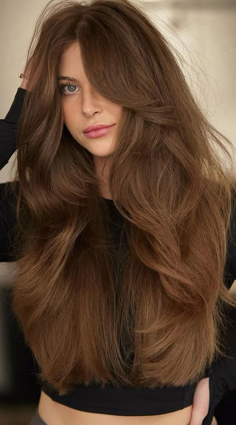 hair color trends, brunette, brown balayage, dark hair color ideas, biscuit hair colours, hair color ideas, spring hair colors, blonde balayage, honey brown bronde, bronde hair colors Walnut Brown Hair, Brown Honey Hair, Biscuit Hair, Layered Long Hair, Balayage Honey, 2024 Haircuts, Balayage Dark, Spring Hair Color Trends, Hair Colour Ideas