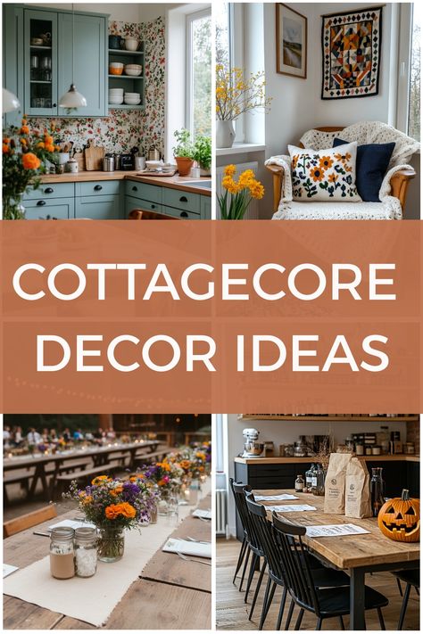 Budget decor ideas to get that cottagecore look in your home. Modern Cottagecore Aesthetic, Cottagecore Aesthetic Living Room, Cottage Core Dining Room, Cottagecore Decor Ideas, Cottagecore Dining Room, Sala Vintage, Minimalist Cottagecore, Modern Cottagecore, Cottagecore Living