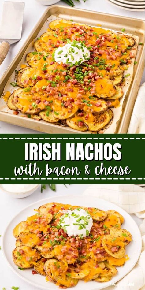 Potato Nachos Baked, Irish Nachos Recipe, Nacho Potatoes, Potato Nachos Recipe, Classic Nachos, Irish Nachos, Nacho Recipe, Nacho Fries, Potato Nachos