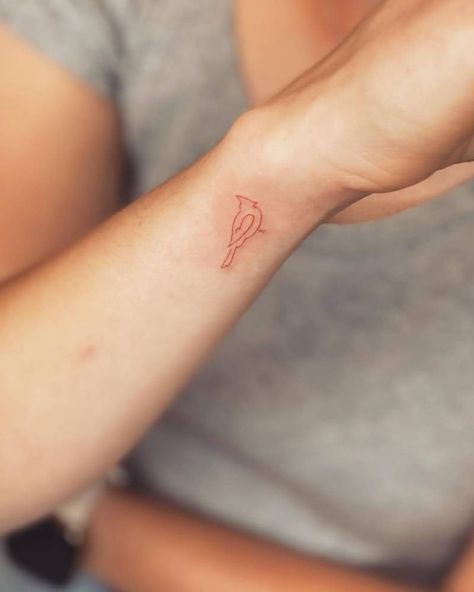 Line Cardinal Tattoo, Fine Line Cardinal Tattoo, Dainty Cardinal Tattoo, Tiny Cardinal Tattoo, Fine Line Bird Tattoo, Small Cardinal Tattoo, Nana Tattoo, Cardinal Tattoo, Red Bird Tattoos