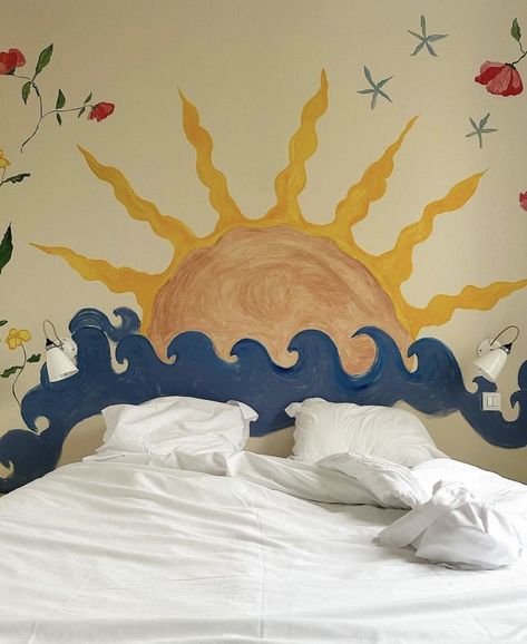 Sick Room Ideas, Painted Bedroom Doors, Bedroom Built In Wardrobe, Hippy Room, Cute Diy Room Decor, Bedroom Murals, Bedroom Wall Paint, Room Painting, Cottagecore Fairy