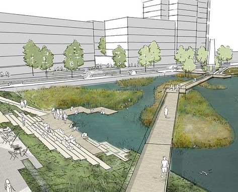 Townshend LA - Canada Water Masterplan Architecture Diagrams, Landscape Architecture Diagram, Landscape Architecture Graphics, Landscape Architecture Plan, Water Architecture, Urban Design Diagram, Urban Design Graphics, Landscape Design Drawings, Urban Design Architecture