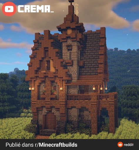 Easy Drawing Ideas For Beginners, Minecraft Medieval House, Minecraft Castle Designs, Construction Minecraft, Survival House, Minecraft Steampunk, Drawing Ideas For Beginners, Beginners Drawing, Rumah Minecraft Sederhana