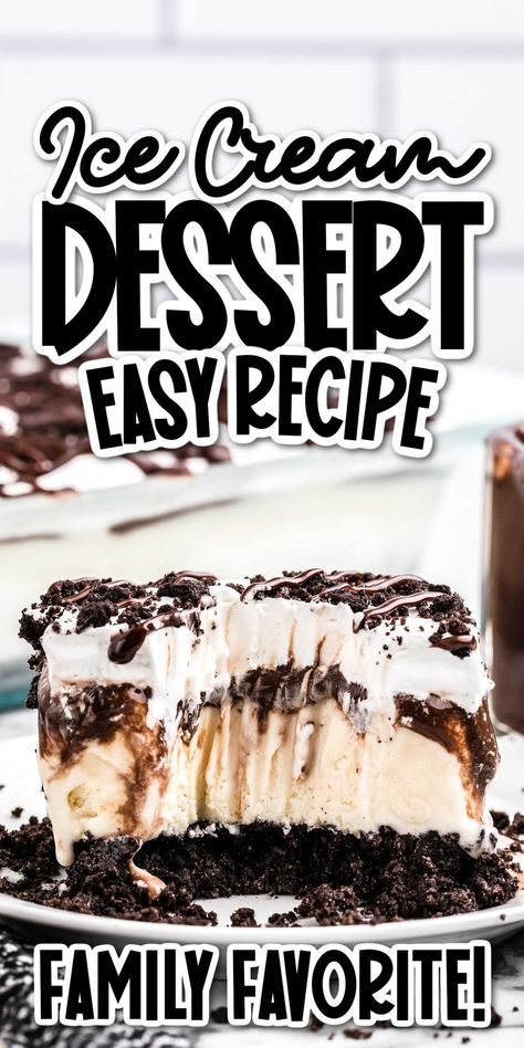 Desserts Using Ice Cream Sandwiches, Hot Fudge Ice Cream Bar Dessert, Ice Cream Desserts Easy, Ice Cream Dessert Recipes, Ice Cream Sandwich Dessert, Oreo Cookie Dessert, Toffee Dessert, Ice Cream Dessert Recipe, Icebox Cakes