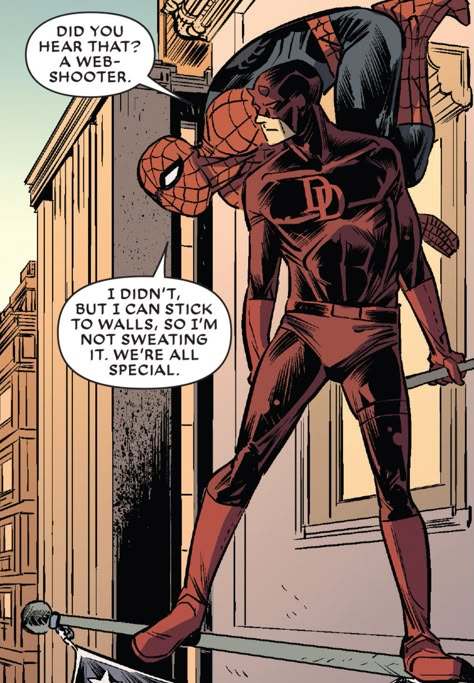 Spidey & Daredevil in redDeadpool vs. Gambit #1 (2016) - Danilo Beyruth & Cris Peter Daredevil And Spiderman, Disneysea Tokyo, Dare Devil, Deadpool And Spiderman, Matt Murdock, Alex Ross, Dc Memes, Spiderman Comic, Marvel Stuff