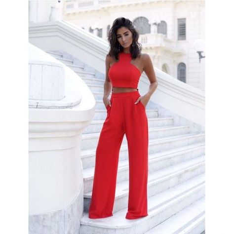 Stile Casual Chic, Chique Outfit, Cropped Wide Leg Pants, Graduation Outfit, Red Pants, Trend Fashion, Casual Chic Style, Mode Inspiration, Outfit Casual