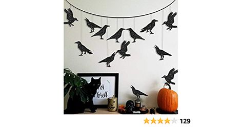 Amazon.com: Cheerland Glitter Black Crow Decorations for Halloween Party Decoration Flying Hanging Crow Banner for Halloween Tree Decor Bird Crow Themed Costume Bridal Shower Birthday Party Decoration : Home & Kitchen Bat Themed Halloween Party, Scandinavian Halloween Decor, Halloween Decorations Elegant, Spooky Birthday Decorations, Halloween Diy Wall Decor, Simple Indoor Halloween Decor, Fall Decorations For Office, Black Cat Decor Halloween, Crow Party Ideas