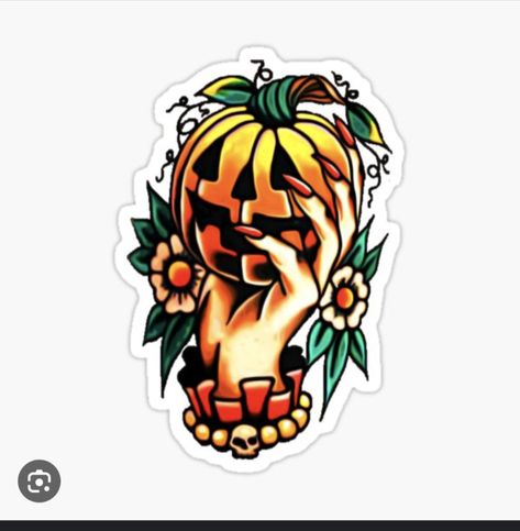 Pumpkin Tattoo Traditional, American Traditional Apple Tattoo, Traditional Pumpkin Tattoo, Traditional Tattoo Stickers, Candy Tattoo, Old School Candy, Friday The 13th Tattoo, Traditional Tattoo Flash Art, Halloween Flash