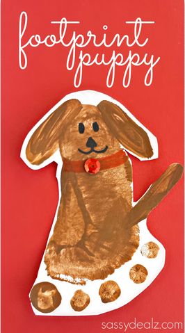 Footprint Puppy Dog Craft for Kids #Dog art project | CraftyMorning.com Dogs Crafts, Dog Craft, Crafty Morning, Chinese New Year Crafts, Footprint Crafts, 강아지 그림, Footprint Art, Handprint Crafts, Daycare Crafts