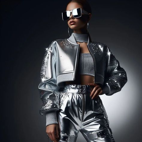 Fashion disrupts somewhere out of space, where models dressed in pure silver, strutting through a sci-fi futuristic planet. We're blending haute couture with @openai to create a fashion experience like no other. Join us on this journey into the future of style. #FutureFashion #SciFi #FashionDisrupt #Jopiter #JopiterStudios #DigitalFashion Sci Fi Aesthetic Fashion, Futuristic Outfits Women, Space Fashion Futuristic, Futuristic Couture, Studio 54 Outfits, Sci Fi Outfit, Futuristic Outfits, Sci Fi Aesthetic, Space Fashion