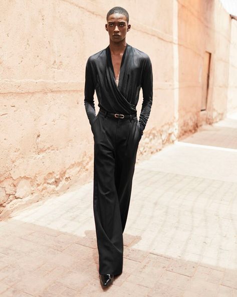 Ysl Men Outfit, Saint Laurent Spring 2023, Ysl 2023, Winter Menswear, Spring Summer 23, Afro Punk Fashion, Men Mode, Masculine Fashion, Genderless Fashion