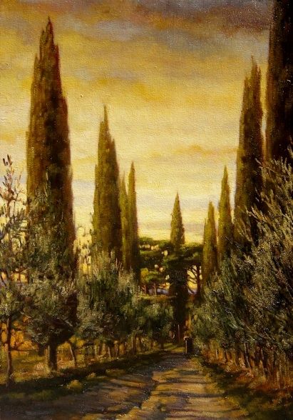 Love the perspective and the poplars.. (Caroline Zimmermann - Painting in Oil) http://carolinezimmermann.com/collections/126505 Tuscan Art, Tuscany Landscape, Poppy Fields, Tuscan Landscaping, Italian Paintings, Italy Landscape, Toscana Italia, Italian Landscape, Countryside Landscape