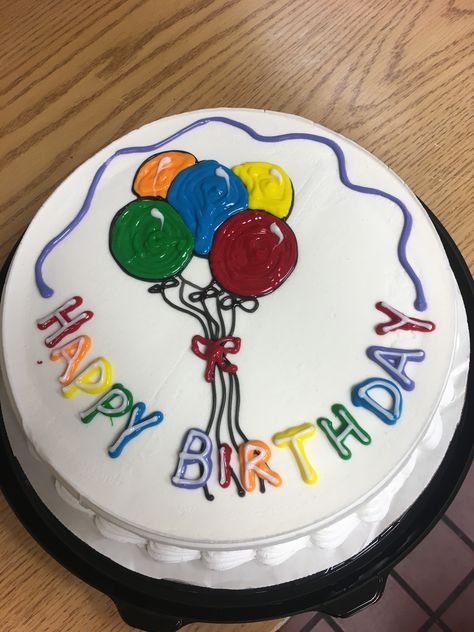 Gel balloons Birthday Cake With Balloons, Queens Birthday Cake, Dairy Queen Cake, Birthday Freebies, Cake Writing, Whipped Frosting, Simple Cake Designs, Dairy Queen, Mini Cakes Birthday