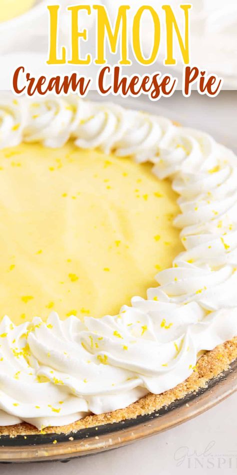 Lemon Pie With Graham Cracker Crust, Lemon Cream Cheese Tart, Lemon Curd Cream Cheese, Lemon Curd Pie, Lemon Cream Cheese Pie, Cream Cheese Pie Crust, Lemon Curd Cheesecake, Homemade Graham Cracker, Graham Cracker Crust Recipe