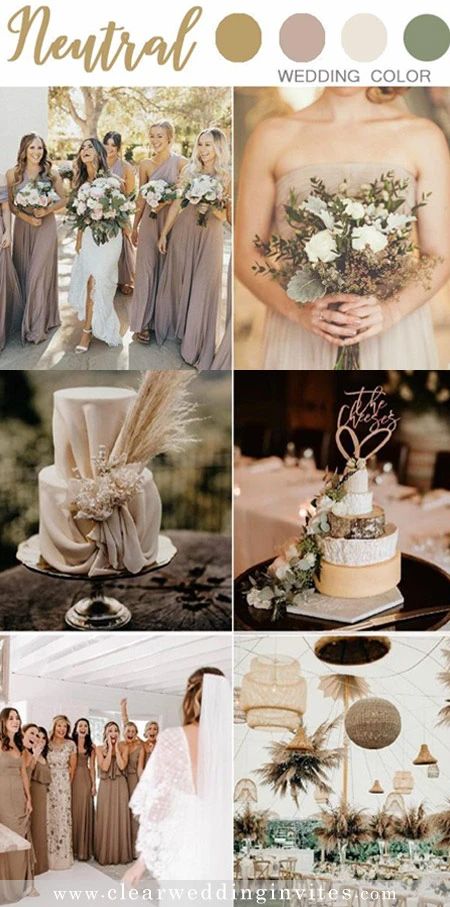 7 Organic Neutral Wedding Color Palettes to for Modern Brides – Clear Wedding Invites October Wedding Neutral Colors, Champagne Wedding Colors Summer, Unique Wedding Motif Color, Boho Glam Wedding Color Palette, Unique Wedding Colour Schemes, Neutral Color For Wedding, Color Motif For Wedding, Beige Motif Wedding, Champagne Colour Scheme Wedding