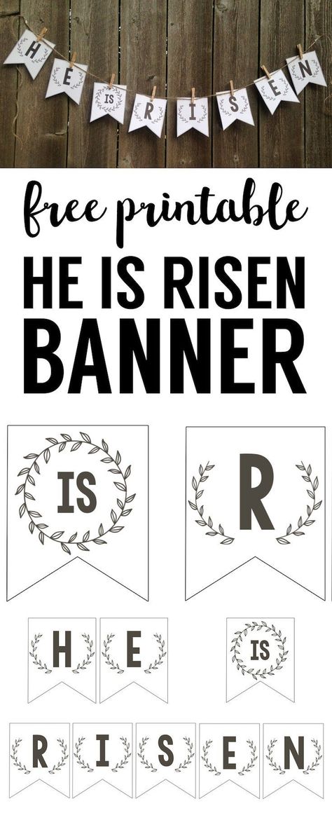 He is Risen Banner free printable Easter banner. Print this DIY banner for easy Easter decorations. He Is Risen Banner, Easter Photo Booth, Christ Centered Easter, Diy Osterschmuck, Resurrection Sunday, Easter Printables Free, Easter Banner, Easy Easter Decorations, Easter Images