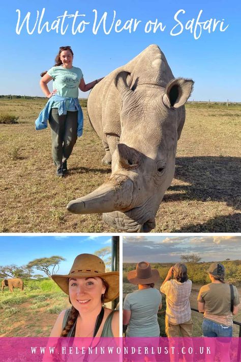 What to Wear on Safari - The Best Safari Clothing & What to Pack - Helen in Wonderlust What To Pack For Safari, Safari Jacket Outfit Women, Safari Outfit Women Africa Style, African Safari Outfit Women, Safari Guide Costume Women, Safari Hairstyles, Safari Outfit Women Africa, Safari Inspired Outfit, African Safari Outfit