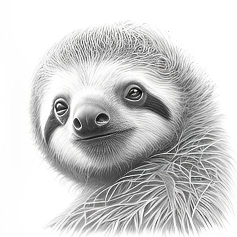 Slow down and appreciate the beauty of nature with this adorable sloth pencil drawing poster. The detailed and expertly shaded pencil drawing brings the sloth to life on high-quality paper. Perfect for animal lovers or anyone in need of a reminder to take it easy. Hang it in your living room, bedroom, or office for a touch of whimsy and a connection to the natural world. Order yours today and add some sloth-like relaxation to your space. Sloth Drawing Realistic, Sloth Sketch, Sloth Drawing, Sloth Tattoo, Mini Canvases, Black Drawing, Drawing Poster, Fairy Coloring Pages, Shirt Prints