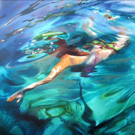 People Swimming, Underwater Painting, Rise Art, Underwater Art, Water Art, Painting Digital, Water Painting, Ocean Art, Figurative Art