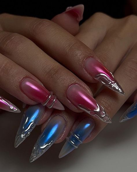 30 Cute and Trendy Nail Ideas to Inspire You Detail Nail Art, Gem Nail Designs, 3d Chrome, Nail Stencils, Chrome Nails Designs, September Nails, Airbrush Nails, Purple Nail Designs, Marble Nail Art