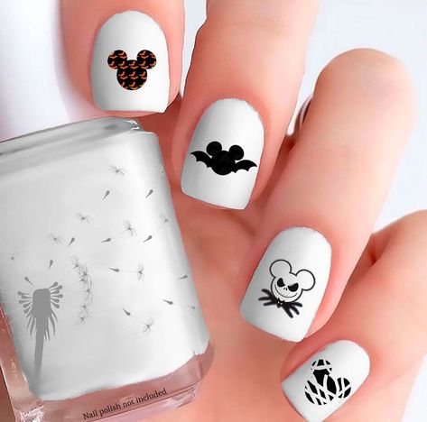 Mickey Halloween Heads Nail Decals | Etsy Minnie Mouse Nail Art, Vinyl Nail Decals, Disney Nail Decals, Nail Clear, Disney Themed Nails, Disney Halloween Nails, Halloween Nail Decals, Pumpkin Nail Art, Disney Inspired Nails