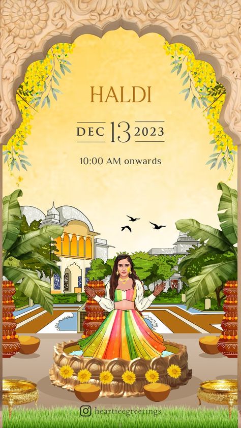 Check out our beautiful Haldi ceremony cards! Each design is filled with joy and color, perfect for inviting your loved ones to this special celebration. Our cards capture the essence of the Haldi tradition, making every invite feel warm and inviting. Don’t just send an invitation—share the excitement of the day! Explore our collection and let’s create something special together! Haldi Wedding Invitation, Haldi Elements, Haldi Ceremony Invitation Card, Haldi Invitation Card, Haldi Ceremony Invitation, Haldi Invite, Haldi Wedding, Digital Wedding Invitations Design, Video Wedding