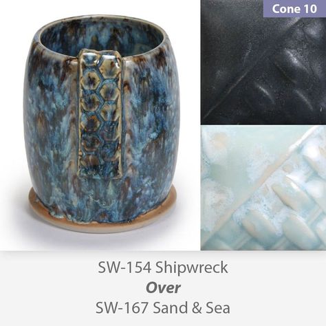 Shipwreck Glaze, Mayco Glaze, Glaze Combinations, Ceramic Glaze Recipes, Sand And Sea, Glaze Paint, Glaze Recipe, Pottery Glazes, Ceramics Pottery Art