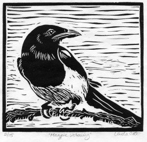 Magpie Art, Woodcut Printing, Woodcut Art, Linoleum Block Printing, Linocut Printmaking, Lino Art, Etching Prints, Crow Art, Linocut Art