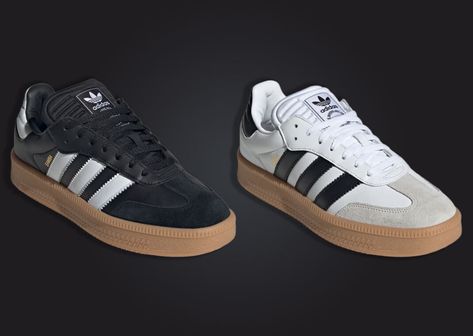 The adidas Samba XLG Black White and White Black Releases Holiday 2023 - Sneaker News Adidas Samba Xlg, Black Clouds, Sneaker Release, Football Field, Black Gums, Latest Sneakers, New Sneakers, Adidas Samba, Classic Black