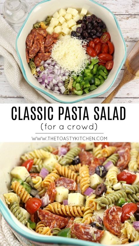 Pasta Salad For A Crowd, Salad For A Crowd, Salad Cucumber, Classic Pasta Salad, Resep Pasta, Salads For A Crowd, Resep Salad, Easy Pasta Salad Recipe, Best Pasta Salad