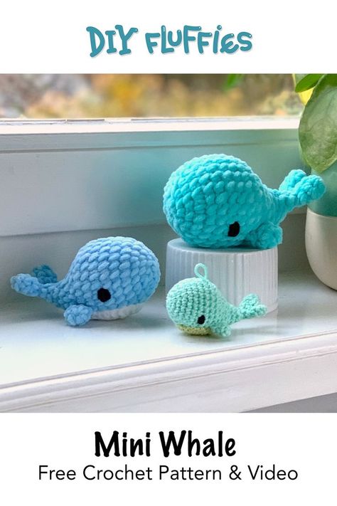 mini whale amigurumi pattern Whale Crochet Pattern, Whale Amigurumi, Whale Crochet, Yarn Animals, Crochet Whale, Christmas Crochet Patterns Free, Mini Amigurumi, Whale Pattern, Crochet Keychain Pattern