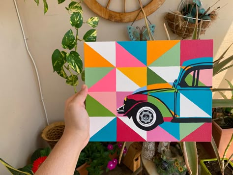 6×8 Canvas Painting, Asthetic Paintings Canvases, Painting Ideas For Home Decor, Volkswagen Art, Painting Ideas For Home, Canvas Sketch, Boho Art Painting, Colorful Canvas Art, Modern Art Canvas Painting