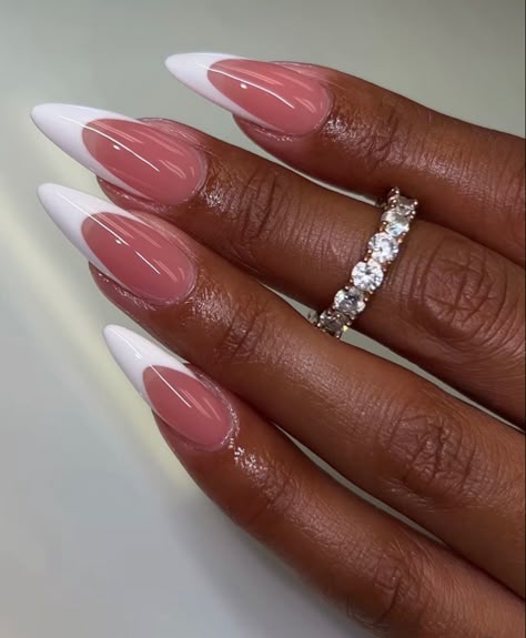 Ig Nails, Acrylic Nails, Almond, Nails, Pink, White