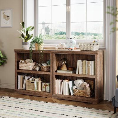 Low Bookshelf Bedroom, Bookcase Small Living Room, Condo Upgrades, Short Bookshelf, House Diys, Farmhouse Bookshelf, Bookshelf Small, Dresser Brown, Tall Bookshelves