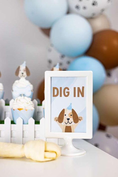 Two Let The Dogs Out Party Cookies, Puppy Party 1st Birthday, Baby First Birthday Dog Theme, Puppy Dog Birthday Party Boy, Dog 10th Birthday Party, Puppy Birthday Parties For Kids, Puppy Themed Birthday Party Girl, Dog Themed First Birthday Party, First Birthday Puppy Theme