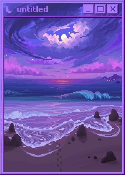 The Ocean, At Night, Pixel Art, On Twitter, Stars, Twitter, Art