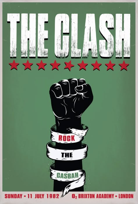 The Clash - Rock The Casbah The Clash Poster, The Clash Band, Punk Bands Posters, Rock The Casbah, Concert Poster Design, Vintage Concert Posters, Rock Band Posters, Poster Boys, Band Wallpapers