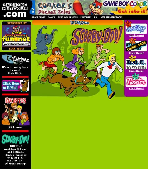 Old Scooby Doo, Nostalgia 2000s Aesthetic, Old Internet Aesthetic, Y2k Website, 2000's Aesthetic, Internet Aesthetic, Cartoons 1990s, Internet Nostalgia, Old Websites