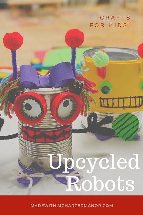 Diy Robot Projects Easy, Make Your Own Robot, Tin Can Robots, Grade 1 Art, Art Craft For Kids, Recycled Robot, Brain Storming, Crafts At Home, Robot Sculpture