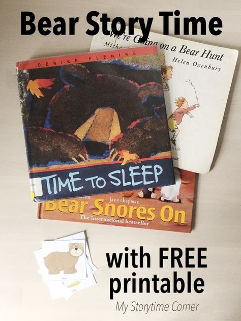 Bear Story Time for Preschoolers with free Printable Sleep Big Bear Sleep Activities, Bear Storytime, Time For Preschoolers, Preschool Bears, Hibernation Preschool Theme, Bear Theme Preschool, Hibernation Preschool Activities, Preschool November, Hibernation Preschool