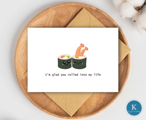 Sushi Valentines Day Cardi Love You Cardsushi Anniversary Cardinstant Download Sushi Card for Boyfriend, Girlfriend, Wife, Husband - Etsy Sushi Valentines Day, Sushi Card, Sushi Puns, Will You Be My Girlfriend, Sushi Love, Card For Boyfriend, Personalised Gifts Diy, Me As A Girlfriend, Envelope Template