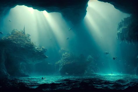 Underwater Aesthetic Wallpaper Desktop, Deep Underwater Aesthetic, Underwater Background Landscape, Underwater Castle Aesthetic, Underwater Kingdom Aesthetic, Underwater Desktop Wallpaper, Ocean Aesthetic Wallpaper Desktop, Undersea Aesthetic, Ocean Background Underwater