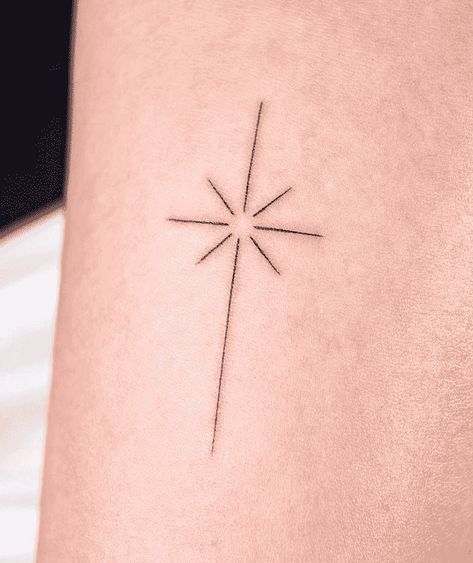 Star Tattoo Design Images (Star Ink Design Ideas) Minimal North Star Tattoo, Cross Star Tattoo, Bethlehem Star Tattoo, 8 Point Star Tattoo, Star Of Bethlehem Tattoo, Star Burst Tattoo, Shining Star Tattoo, 8 Pointed Star Tattoo, Cleavage Tattoos For Women